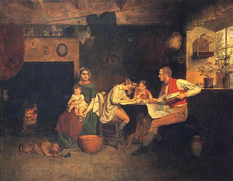 James Collinson Answering the Emigrant's Letter Norge oil painting art